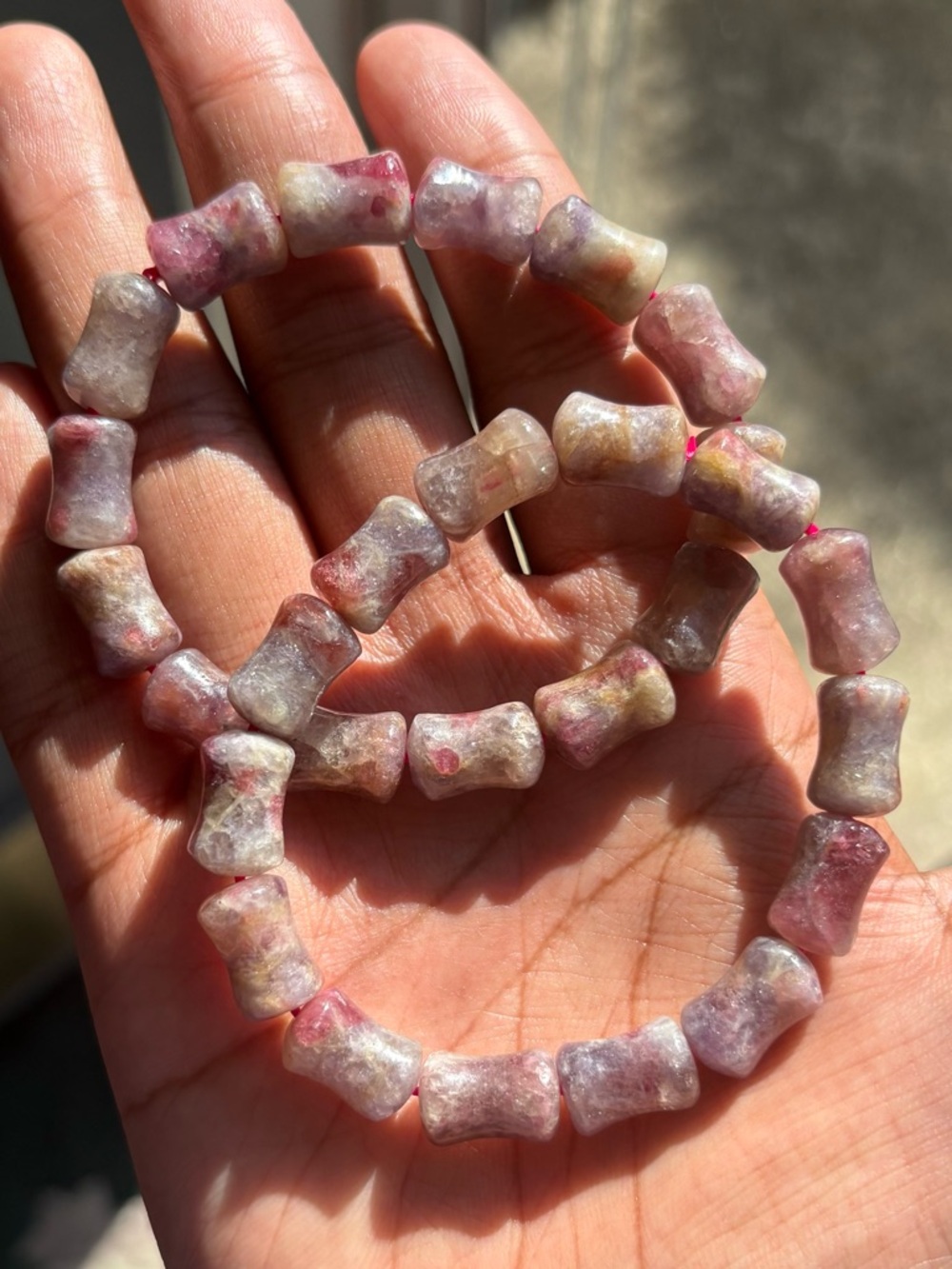 Unicorn Tourmaline Bamboo Crystal Bracelet 9.5mm - Picture 5 of 10